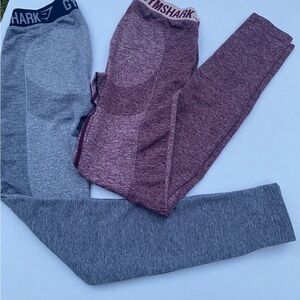 2 Gymshark Purple Leggings with Elastic Waistband and Full-Length Design